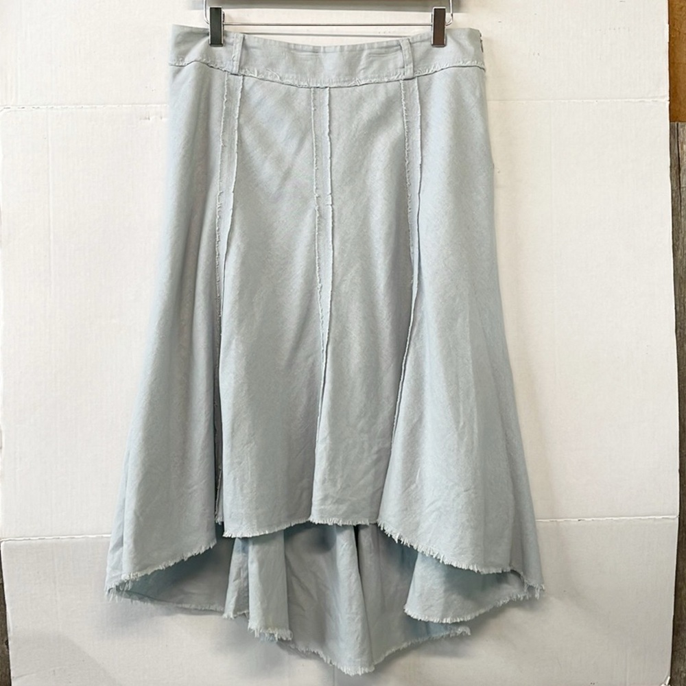 San Francisco‎ Y2K High Low Deconstructed Light Wash Denim Chambray Skirt Lg